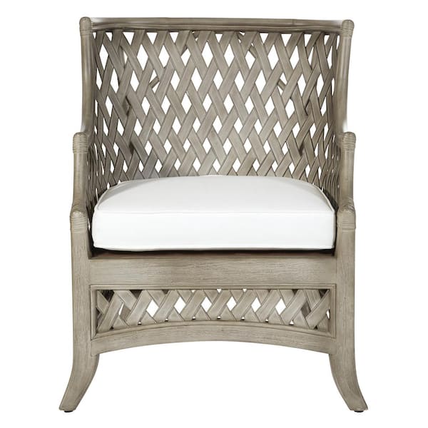 OSP Home Furnishings Kona Chair with Cream Cushion and Grey Washed Rattan Frame