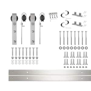 10 ft./120 in. Brushed Nickel Non-Bypass Sliding Barn Door Track and Hardware Kit for Double Doors