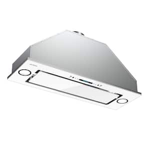 30 in. 900 CFM Ducted Insert Range Hood in Stainless Steel and White Glass with LED Lights