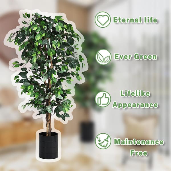 Artificial Ficus Tree, 6ft Tall Silk store Ficus Leaves Plant with Basket, Indoor