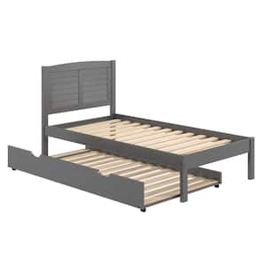 Antique Grey Twin Louver Bed and Trundle Bed