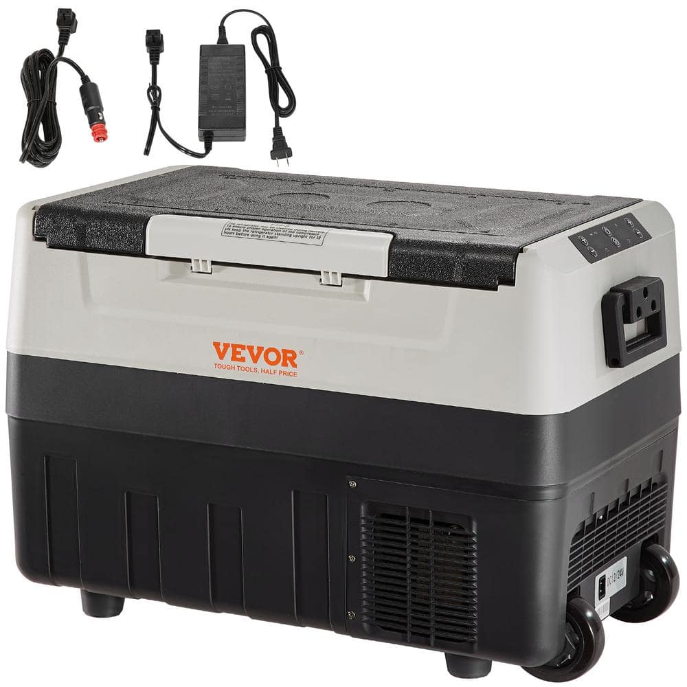 VEVOR Car Refrigerator, 12-Volt Car Refrigerator Fridge, 48 QT/45 L Dual Zone Portable Freezer, Black