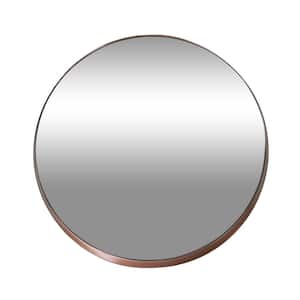 Hudspeth 19.70 in. x 19.70 in. Modern Round Framed Brushed Antique Brass Accent Mirror