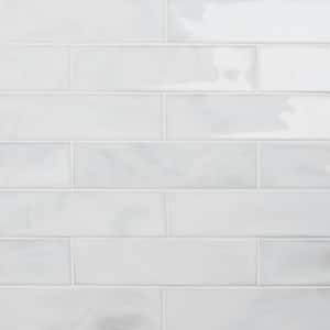 Hightower Cloud White 3.03 in. x 12 in. Polished Glass Subway Wall Tile (5.05 sq. ft./Case)