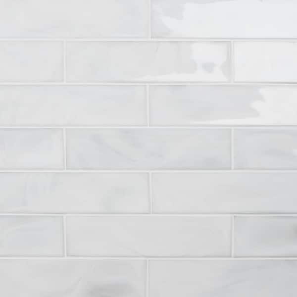 Ivy Hill Tile Hightower Cloud White 3.03 in. x 12 in. Polished Glass Subway Wall Tile (5.05 sq. ft./Case)