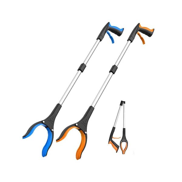 Foldable 32 Inch Grabber Reacher Tool with 360° Rotating Jaw Magnet Non-Slip Pickup Lightweight 2-Pack