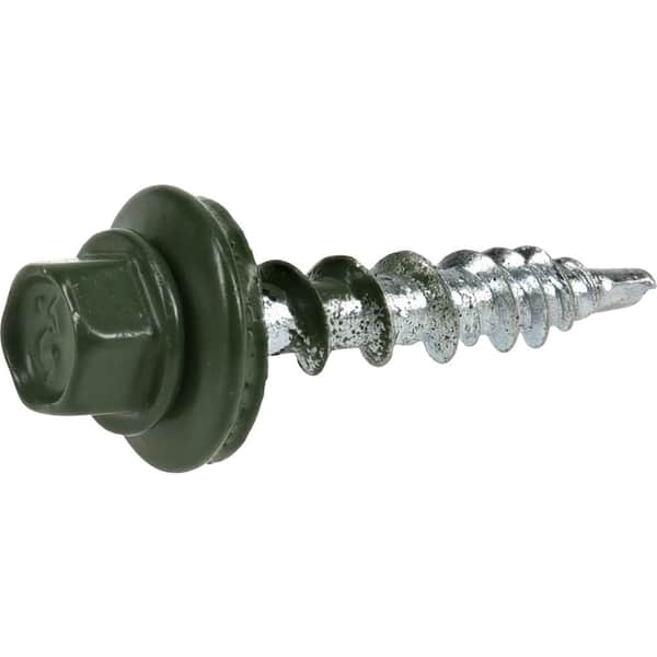 Everbilt #10 x 1 in. Evergreen Head Roofing Screw 1 lb.-Box (125-Piece)  116158 - The Home Depot