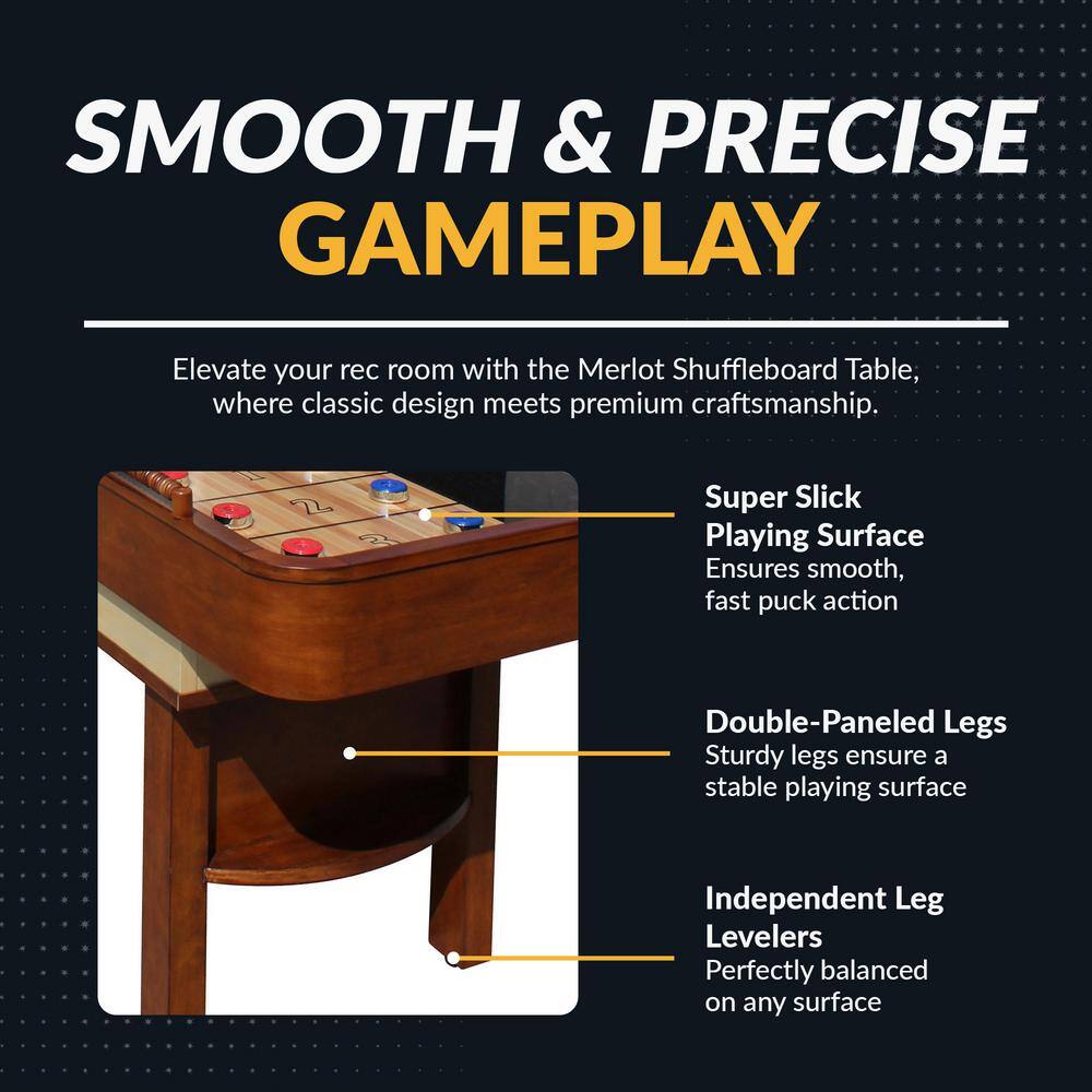 Merlot 9-Foot Walnut Shuffleboard Table with Hardwood Playfield