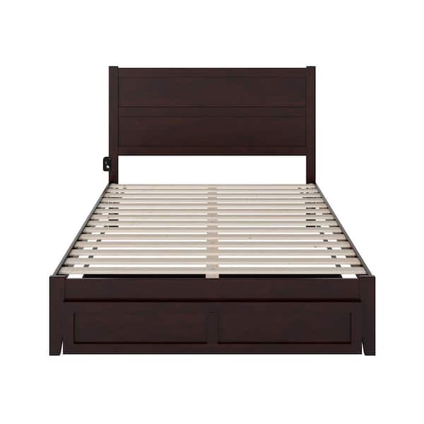 AFI NoHo Espresso Queen Solid Wood Storage Platform Bed with Foot Drawer