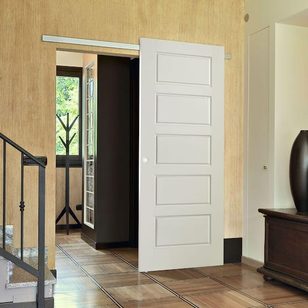 Riverside 5 Panel Equal Solid Core Primed Interior Barn Door Slab