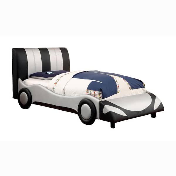 Furniture of America Copenhagan Silver and Black Upholstered Twin Bed