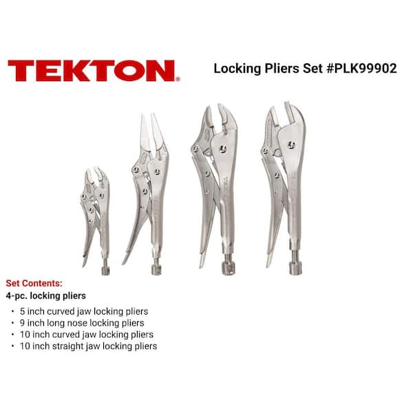 Straight, Curved, Long Nose Locking Pliers Set (4-Piece)