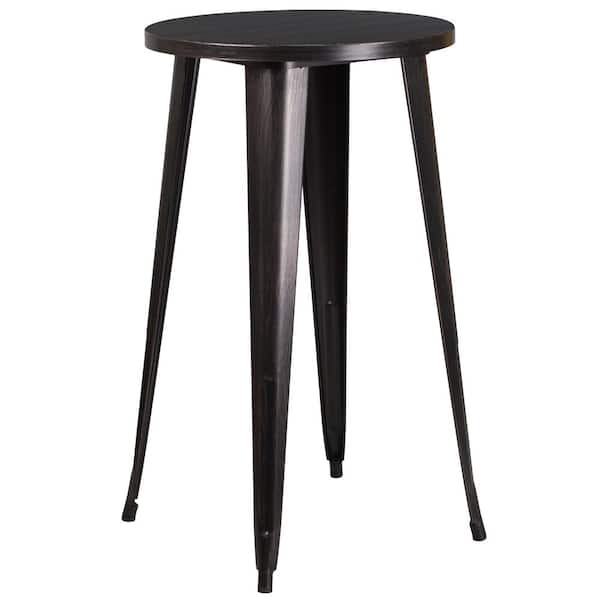 Carnegy Avenue Black-Antique Gold Round Metal Outdoor Bistro Table