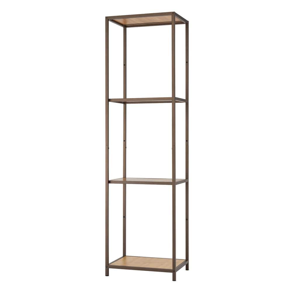 Bronze Anthracite Modern Bamboo 4-Tier 72" Shelving Tower