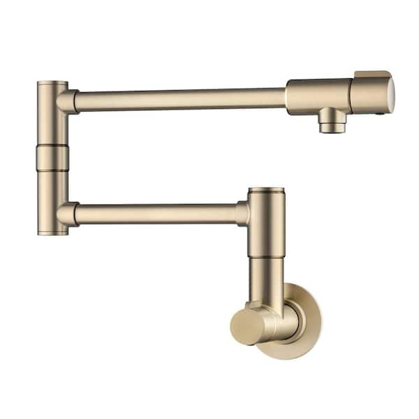 Bolden Wall Mount Pot Filler Kitchen Faucet with Retractable Arm in Spot-Free Antique Champagne Bronze