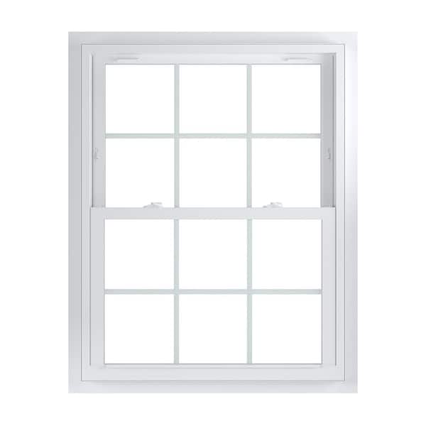 American Craftsman 36 in. x 54 in. 70 Series Low-E Argon SC Glass Double Hung White Vinyl Fin Window with Grids, Screen Incl
