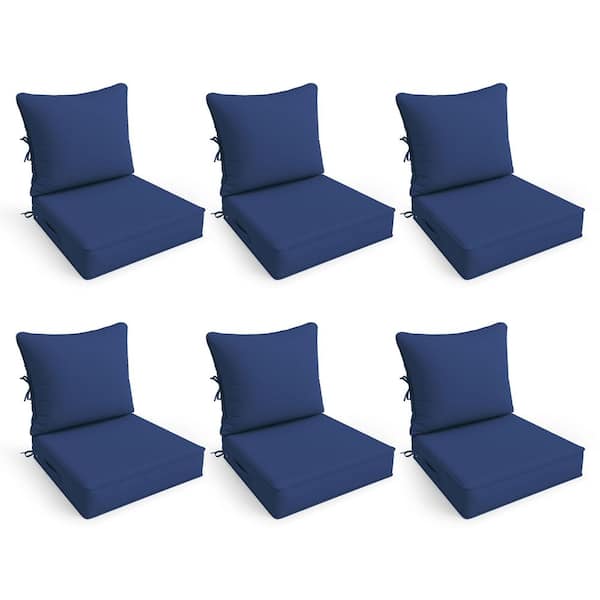 19 in. x 19 in. x 4 in. (6-Pack) Water-Resistant Outdoor Patio Replacement Dining Chair Couch Cushions, Blue