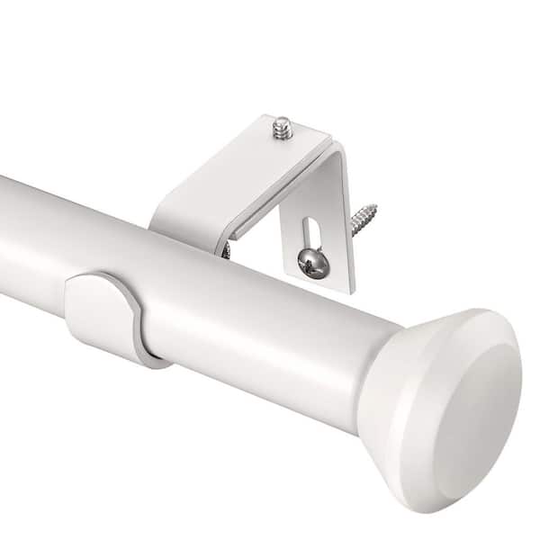 66 in. - 120 in. Adjustable 1 in. Dia Single Curtain Rod in White with Diamond Finials