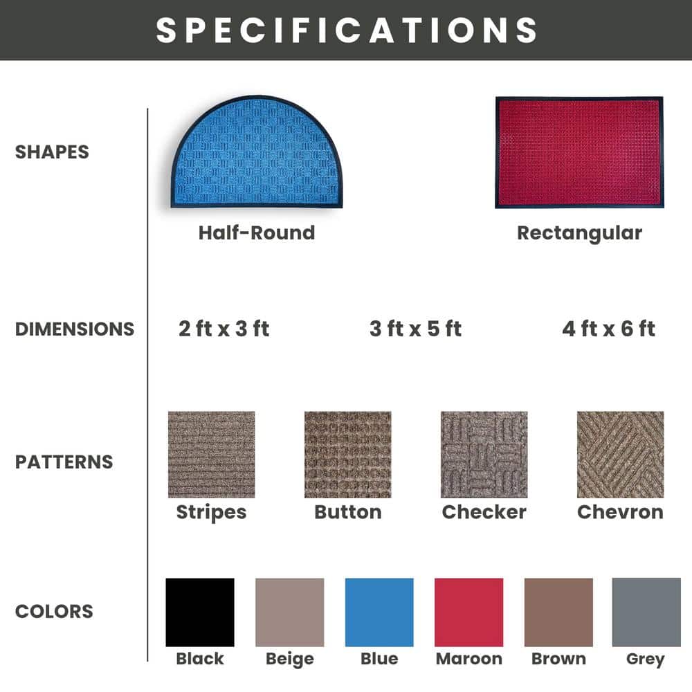 Beige Check Polypropylene 24" x 36" Low-Profile Outdoor Doormat