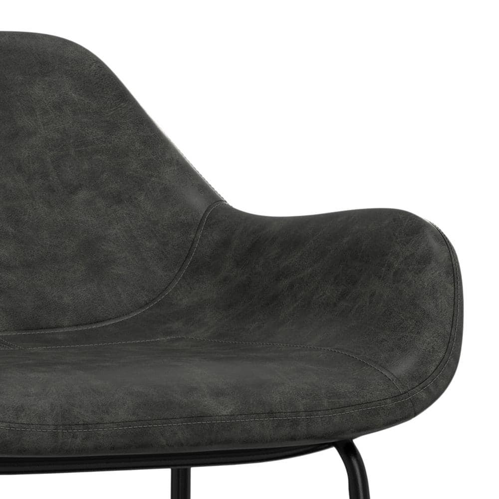 Mira Distressed Slate Grey Faux Leather Bar Stool with Metal Frame