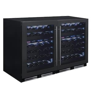 100-Bottle 34 in. Tall Four Zone Side-by-Side Wine Cellar Cooling Unit in Black Stainless Steel