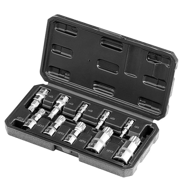 SKYSHALO XZN Triple Square Spline Bit Socket Set, 10-Piece M4-M18