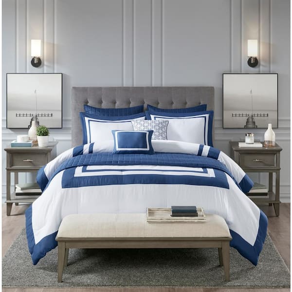 Lexington 8-Piece Navy Microfiber King/Cal King Comforter Set