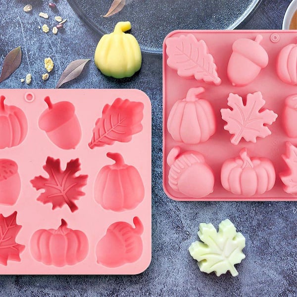 LAIFUCAM Thanksgiving Fall Silicone Molds 2 Pack 9-Cavity Pumpkin