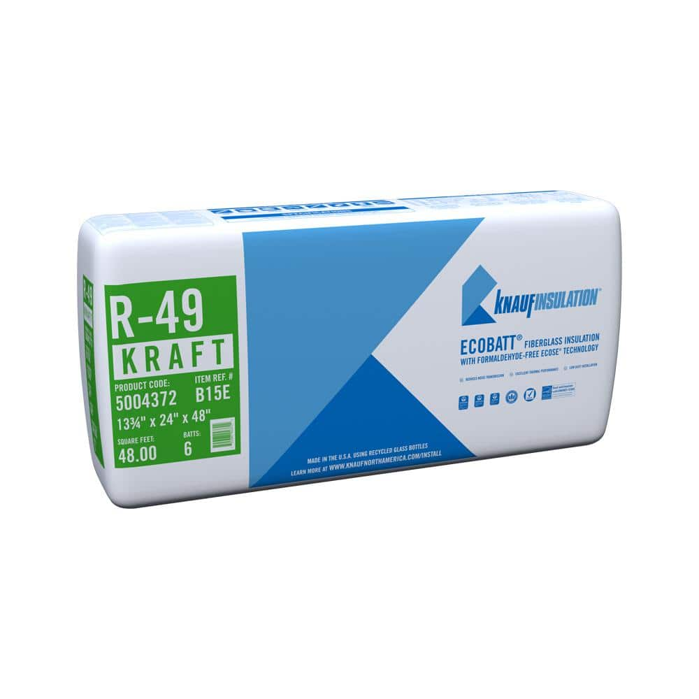 Knauf Insulation R-49 EcoBatt Kraft Faced Fiberglass Insulation Batt 13 ...