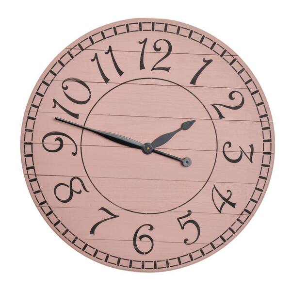 BrandtWorks Distressed Farmhouse Pink Wall Clock