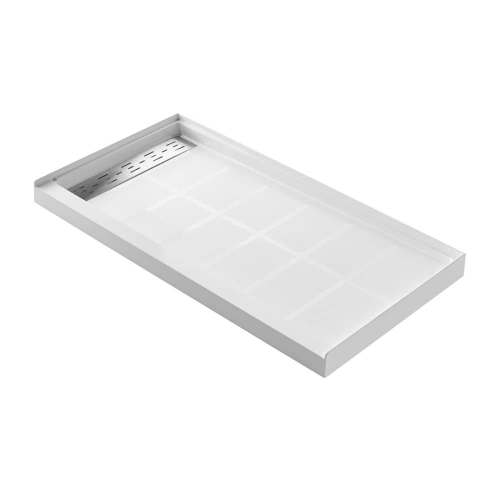 60 in. L x 30 in. W Alcove Shower Pan Base with Left Drain in High Gloss White price history on PriceWatchPro