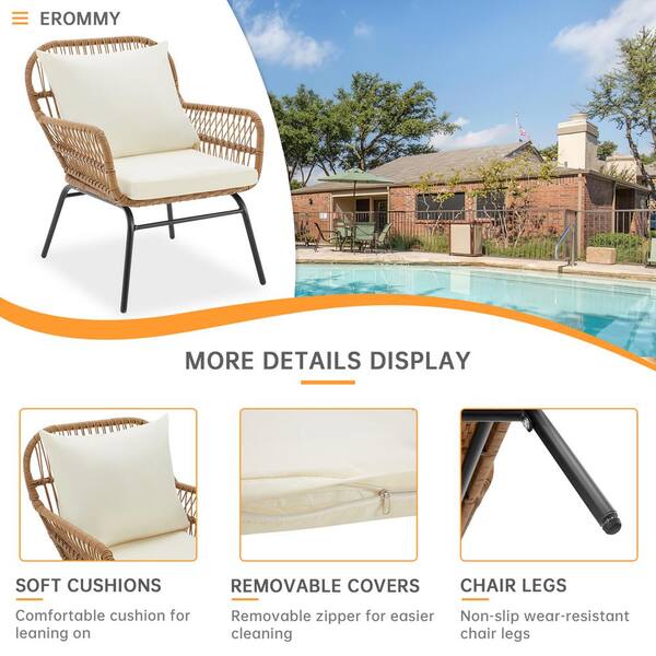 EROMMY 3 Piece Patio Conversation Bistro Set Outdoor All Weather