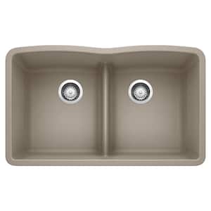 Diamond 32 in. Undermount Double Bowl Truffle Granite Composite Kitchen Sink