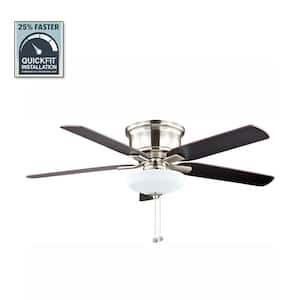 Holly Springs Low Profile 52 in. LED Indoor Brushed Nickel Ceiling Fan with Light Kit