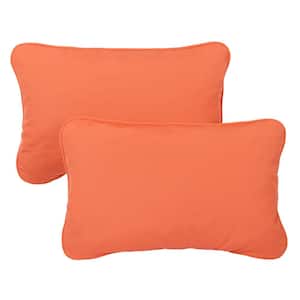 Sunbrella Melon Coral Orange Rectangular Outdoor Corded Lumbar Pillows (2-Pack)