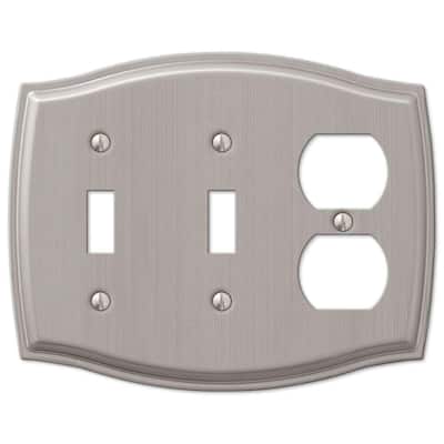 Vineyard 3 Gang 2-Toggle and 1-Duplex Steel Wall Plate - Brushed Nickel