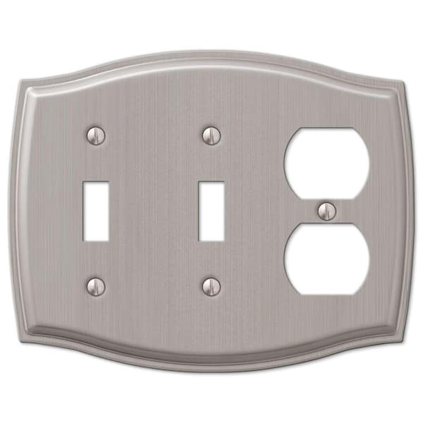 AMERELLE Vineyard 3 Gang 2-Toggle and 1-Duplex Steel Wall Plate - Brushed Nickel