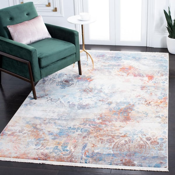 Vintage Persian 3 ft. x 4 ft. Blue/Beige Ornate Marble Area Rug