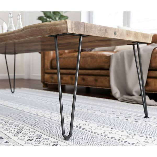 16 in. Metal Hairpin Furniture Legs with Rubber Floor Protectors for Nightstand, Dining Table, Desk, Black