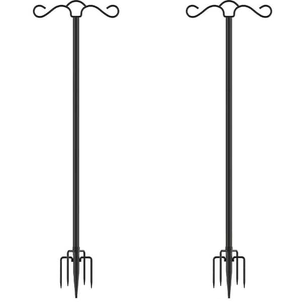 90 in. Double Shepherds Hook for Outdoor with 5-Prong Base, Plastic Shepherds Hook for Bird Feeders