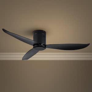 52 in. Smart Indoor Black Ceiling Fan with 3 Speeds Remote Control Reversible DC Motor