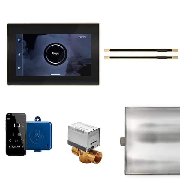 Mr.Steam XButler Max Linear Steam Generator Control Kit with iSteamX Control and Linear SteamHead in Black Polished Brass