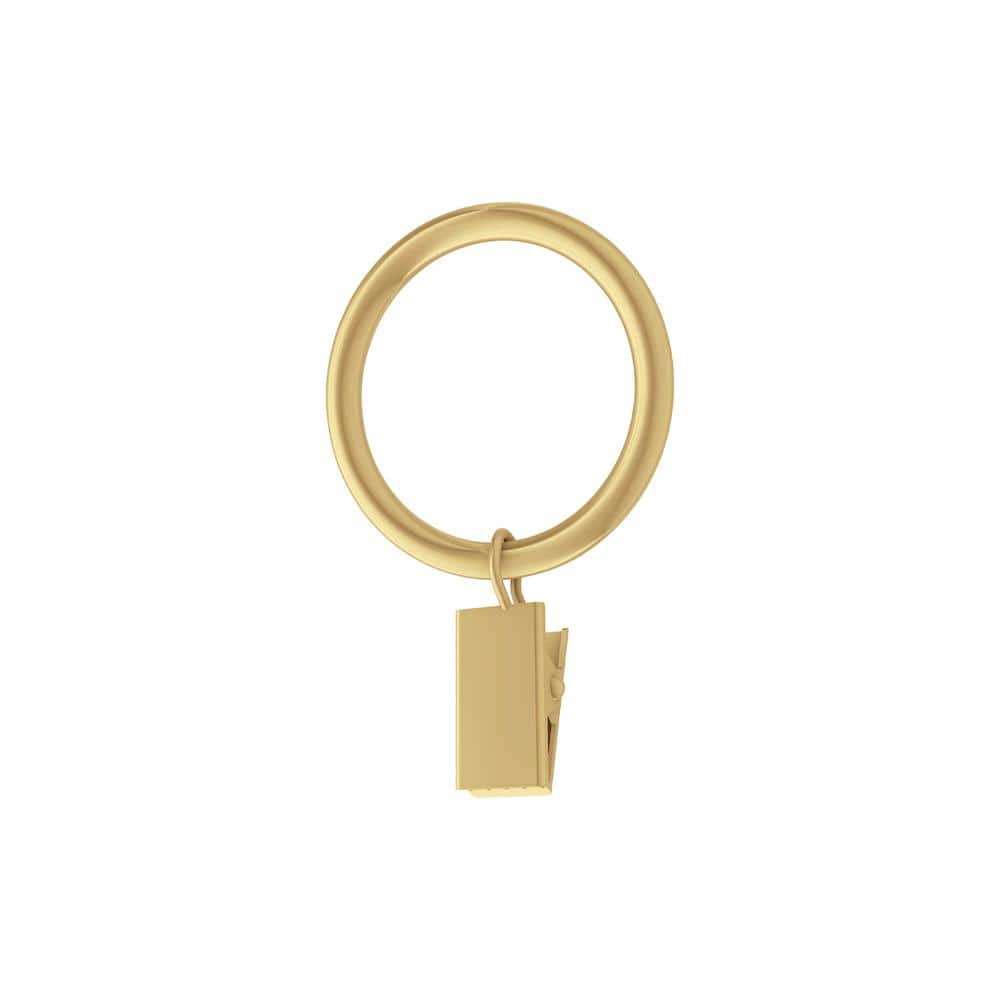 Gold Steel Curtain Rings with Clips (Set of 10)