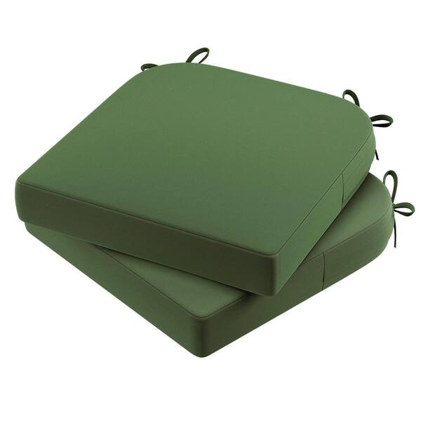 Unbranded 17 in. x 16 in. x 2 in. Outdoor Trapezoid Dining Chair Seat Cushion for Patio Furniture, Dark Moss Green (2-Pack)