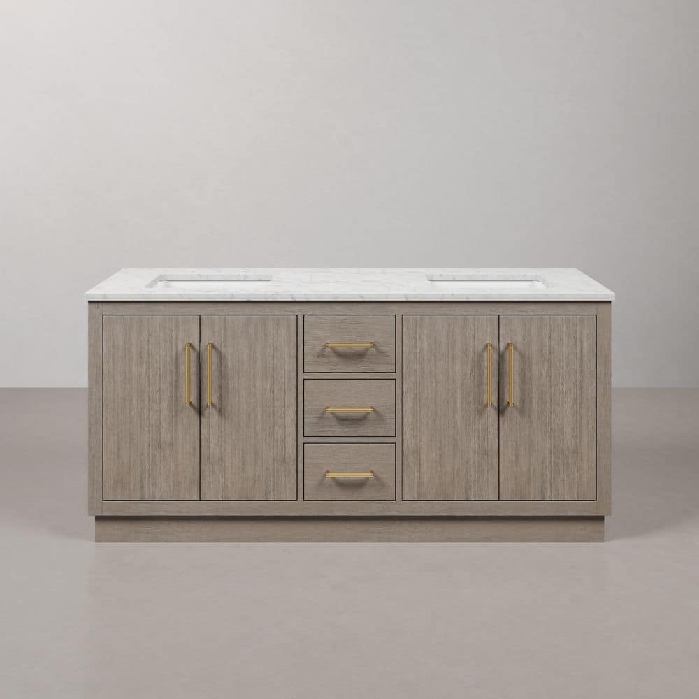 Hugo 72'' Gray Oak Double Vanity with Marble Top