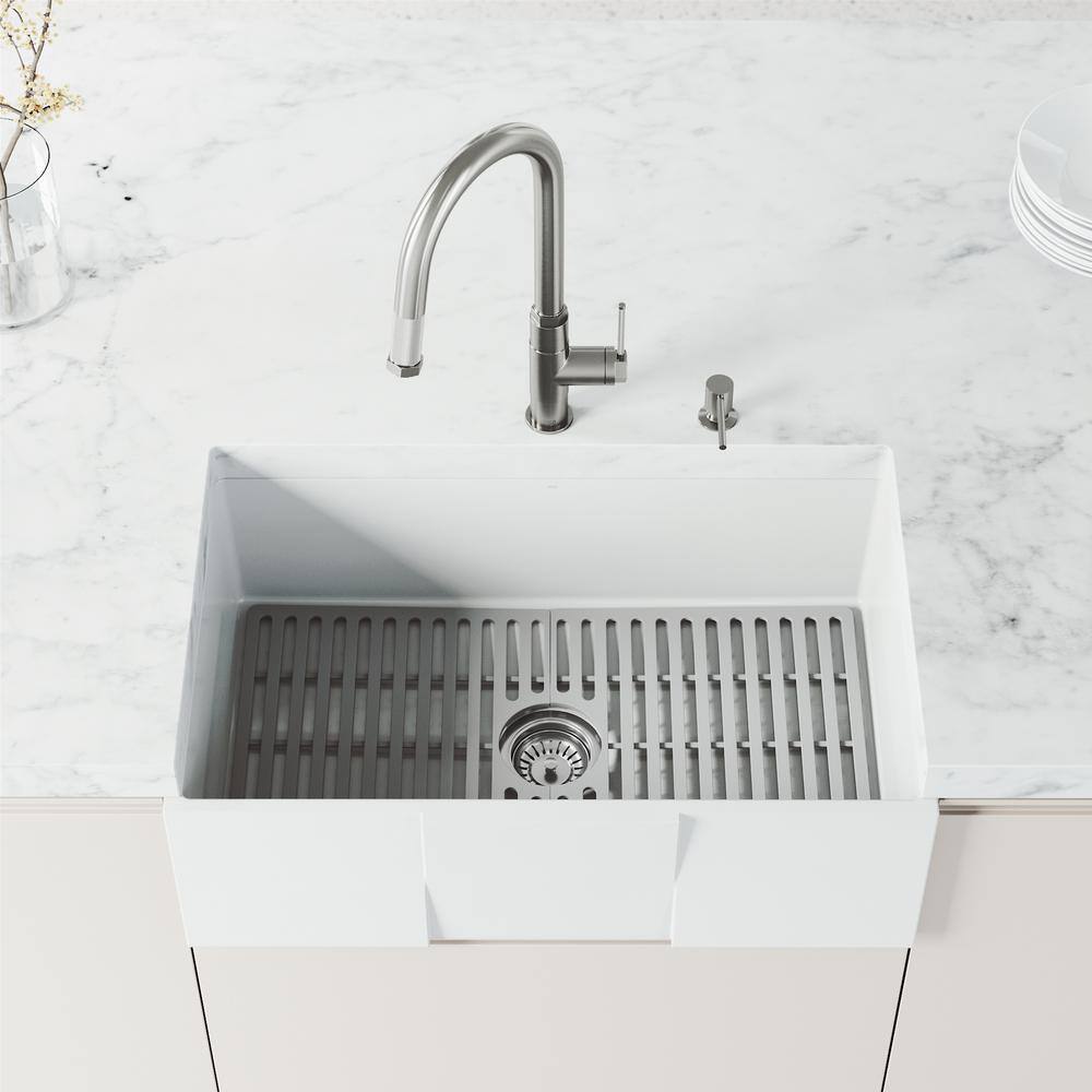 Hart Arched Stainless Steel Pull-Down Kitchen Faucet with Soap Dispenser