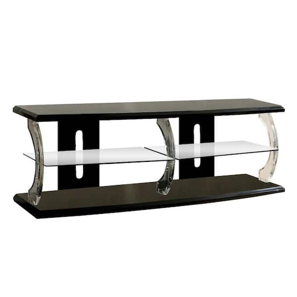 Ernst 18 in. Black and Dark Oak Plastic TV Stand 60 in.