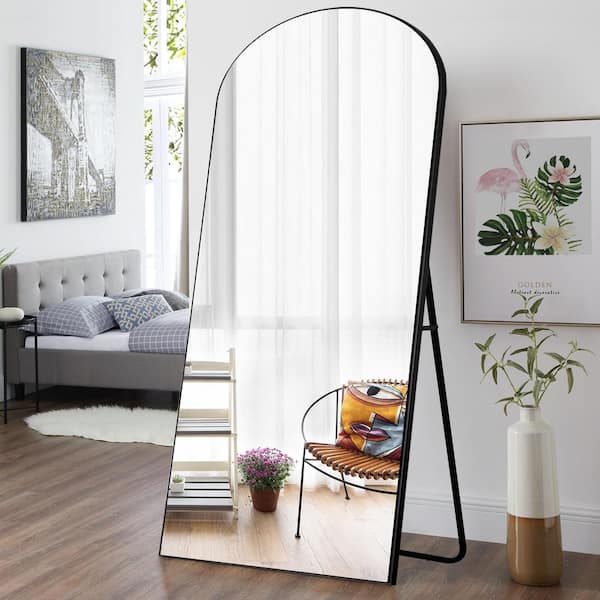 Dovelina 71 in. x 31 in. Modern Arched Wood Framed Black