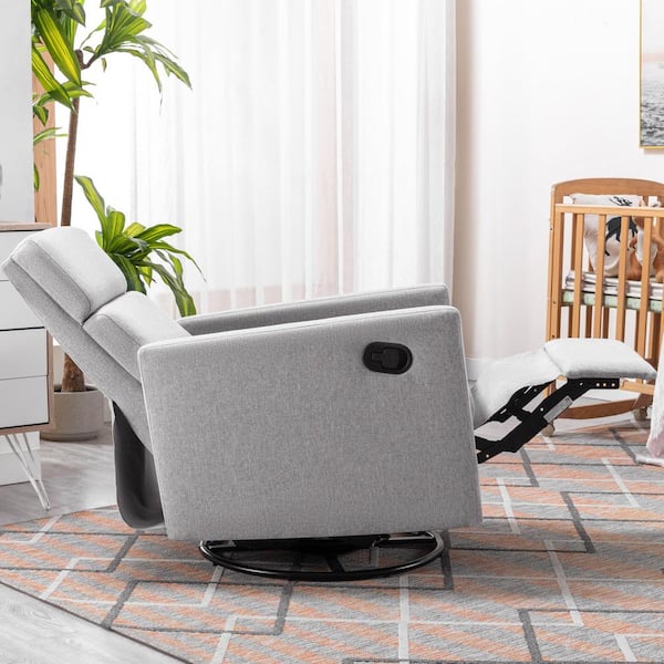 URTR Modern Gray Upholstered Plush Seating Glider Swivel Arm Chair Rocker Nursery Chair Recliner Chair T 01250 E The Home Depot