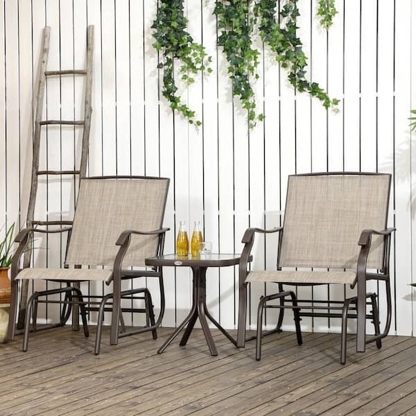 3-Piece Metal Outdoor Bistro Set with Glass Coffee Table